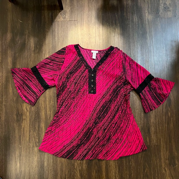 Catherine’s Pleated Bell Sleeve Blouse (1X, 18/20W) - Picture 4 of 4